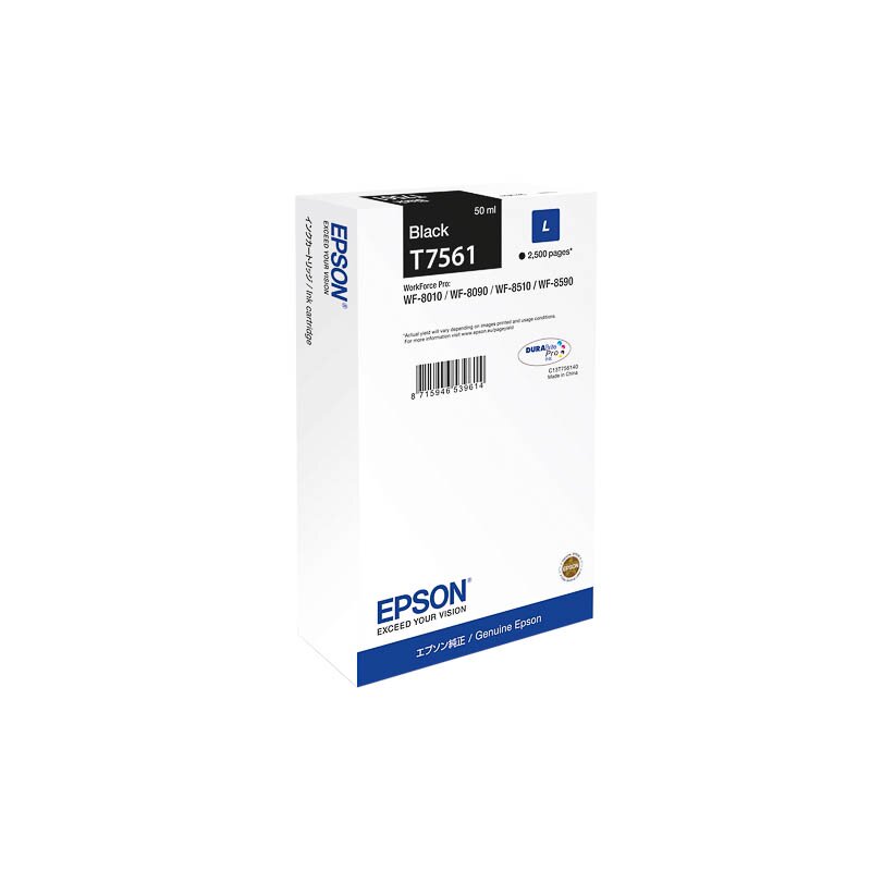 ORIGINAL C13T756140 EPSON WF8010 TINTE BLACK ST